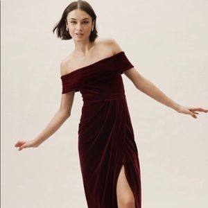 BHLDN Edison Velvet Dress- Dark Berry